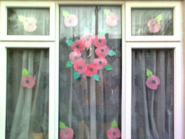 Caroline Watson from Walcot's decorated poppy window