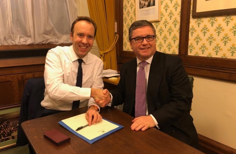 Secretary of State for Health and Social Care, The Rt Hon Matt Hancock MP, Pictured with MP for South Swindon, Robert Buckland.jpg
