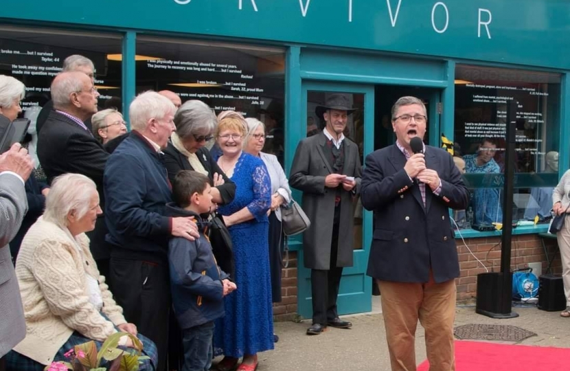 The Rt Hon Robert Buckland QC MP at the opening of the new Swindon Women's Aid Survivor Shop