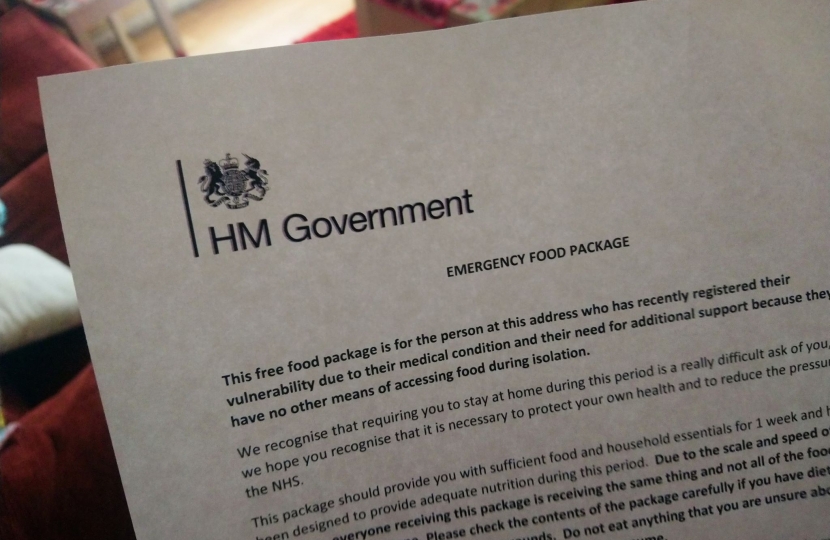 A Government Food Package Letter for a Vulnerable Person