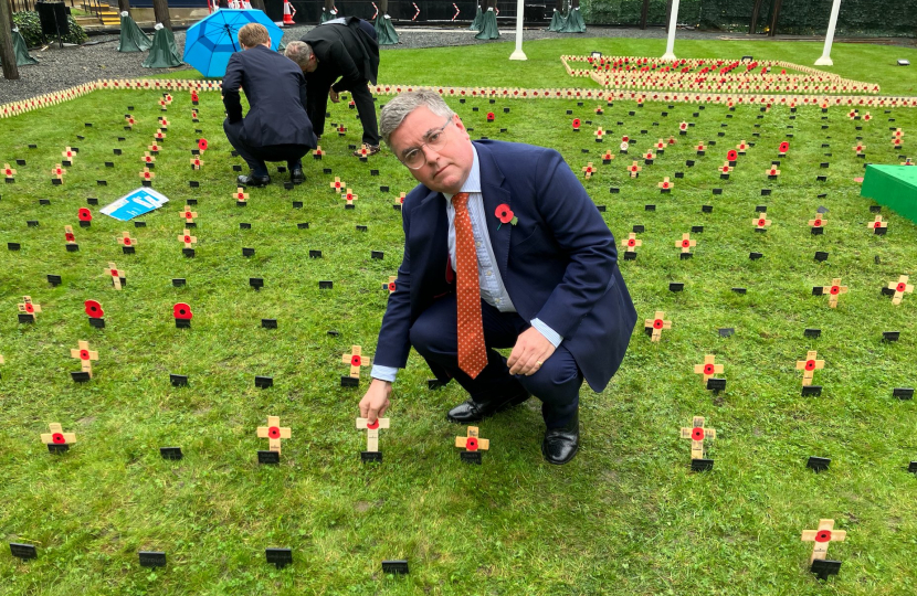 Sir Robert Buckland MP planted a cross representing South Swindon in Parliament's Constituency Garden of Remembrance. 