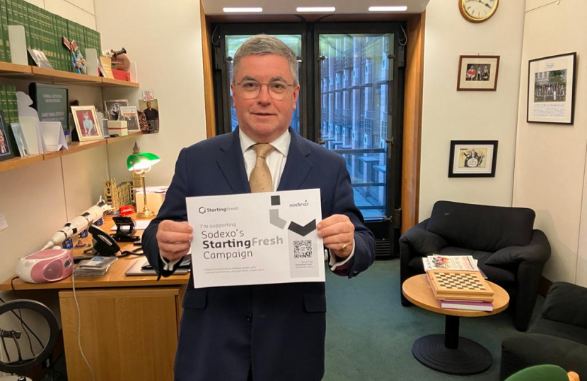 Sir Robert Buckland MP is supporting Sodexo's Starting Fresh Campaign