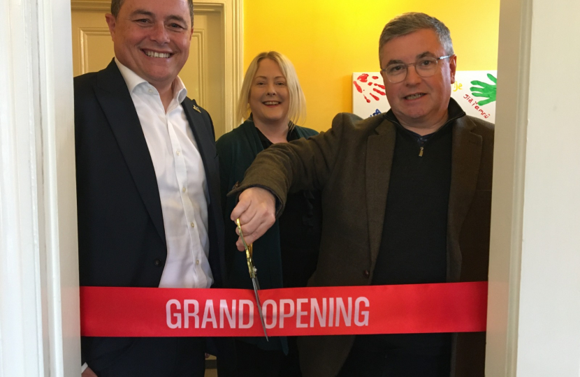 Sir Robert Buckland KBE KC MP Photographed opening a Medaille Trust Safehouse in Swindon