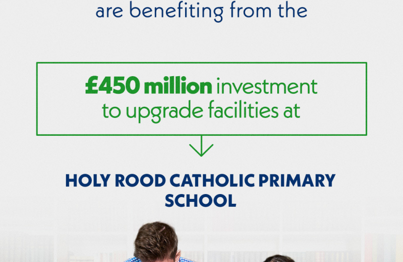 Holy Rood Catholic Primary School will benefit from funding from the Government's Schools Improvement Fund