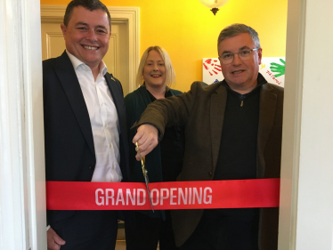 Sir Robert Buckland KBE KC MP Photographed opening a Medaille Trust Safehouse in Swindon